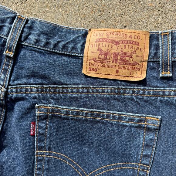 Vintage Y2K Levi's 550 Relaxed Fit Tapered Leg Blue Mom Jeans Ladies 18 W L - Picture 2 of 13